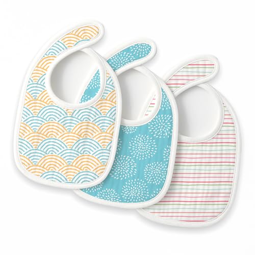 TIDY SLEEP Muslin Pure Cotton 3 Layer Baby Bibs, Ultra Soft Skin Friendly Pure Cotton Baby Bibs Assorted Colour (3) - Image 1