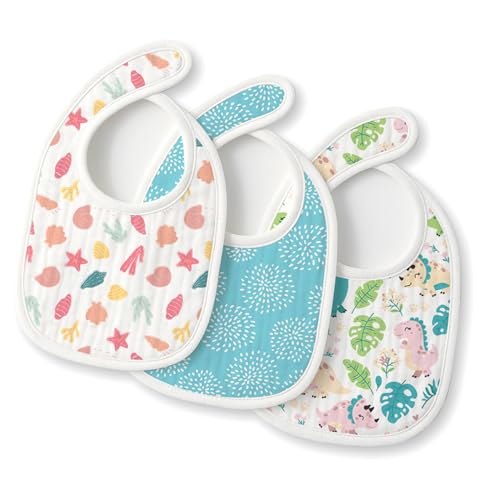TIDY SLEEP Muslin Pure Cotton 3 Layer Baby Bibs, Ultra Soft Skin Friendly Pure Cotton Baby Bibs Assorted Colour (3) - Image 4