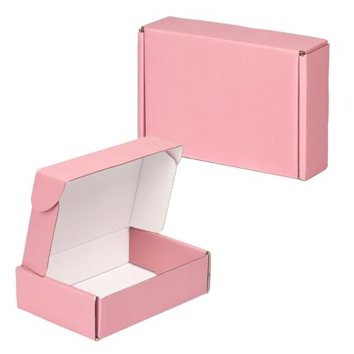 OUGEBOX 30 Pack 6x4x1.6 Small Shipping Boxes for Small Business, Pink Corrugated Cardboard Boxes for Shipping Packaging Mailing - Image 1
