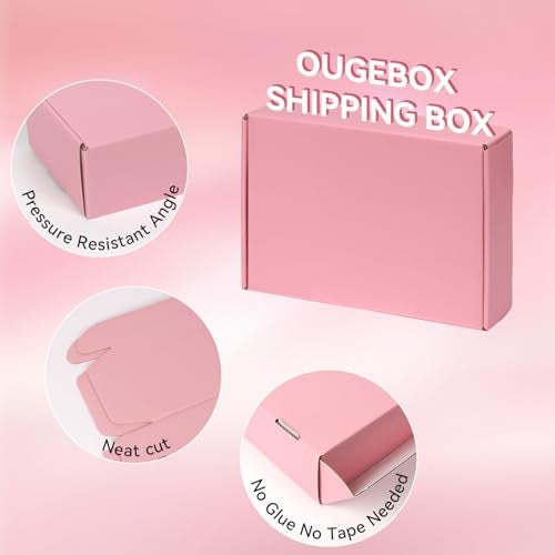 OUGEBOX 30 Pack 6x4x1.6 Small Shipping Boxes for Small Business, Pink Corrugated Cardboard Boxes for Shipping Packaging Mailing - Image 4