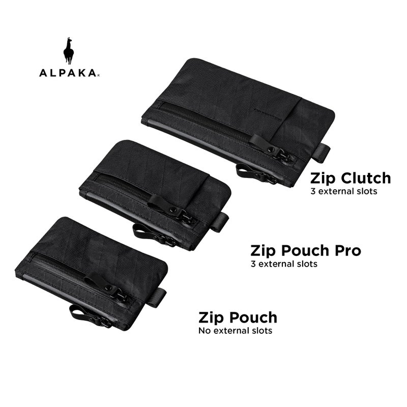 ALPAKA حقيبة زيب ALPAKA سوداء X-Pac - مانعة لتسرب RFID - محفظة صغيرة للنقود والبطاقات بسحاب مع أقمشة محايدة للكربون ومقاومة للعوامل الجوية، سحاب YKK، حقيبة EDC للرجال للسفر - Image 5