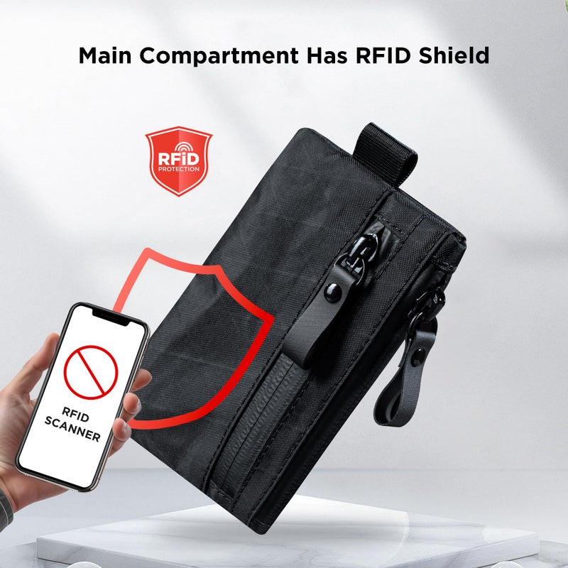 ALPAKA حقيبة زيب ALPAKA سوداء X-Pac - مانعة لتسرب RFID - محفظة صغيرة للنقود والبطاقات بسحاب مع أقمشة محايدة للكربون ومقاومة للعوامل الجوية، سحاب YKK، حقيبة EDC للرجال للسفر - Image 3