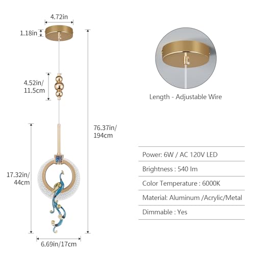 zhllmq Modern Gold Pendant Light Acrylic Chandelier Dining Room Light Fixture Adjustable Hanging Ceiling Light Fixture for Kitchen Island Dining Room Living Room - Image 4