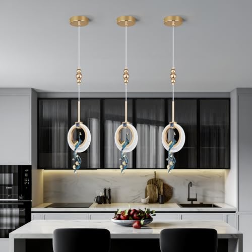 zhllmq Modern Gold Pendant Light Acrylic Chandelier Dining Room Light Fixture Adjustable Hanging Ceiling Light Fixture for Kitchen Island Dining Room Living Room - Image 3