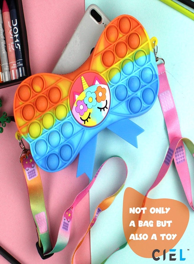 CIEL Pop It Push Bubble Fidget Cross Body Sling Bag/Pouch Girls and Boys - Bow Design with Zip Closure and Strap - Image 3