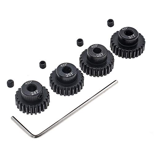 GTHELE 4pcs 48P Pinion Gear 3175mm Set Hardened 24T 25T 26T 27T 48DP Pitch Gears RC Upgrade Part with Screwdriver - Image 1