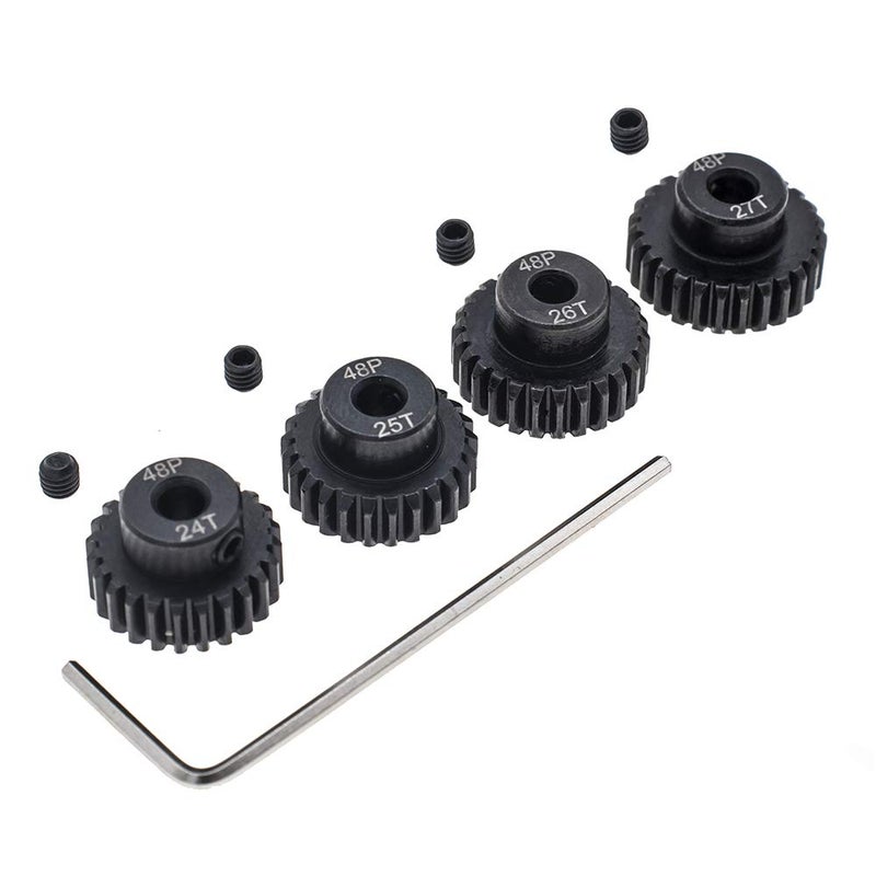 GTHELE 4pcs 48P Pinion Gear 3175mm Set Hardened 24T 25T 26T 27T 48DP Pitch Gears RC Upgrade Part with Screwdriver - Image 3