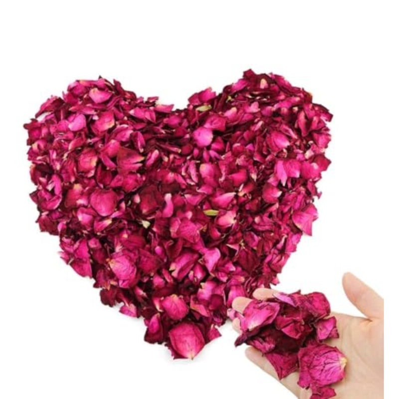 150 Grams/ 5.3 OZ Natural Real Red Rose Flower, Natural Preservation Real Petals Dried Rose Petal for Wedding Decoration Bath Foot Bath Romantic Night Wedding Confetti Crafts Accessories - Image 1