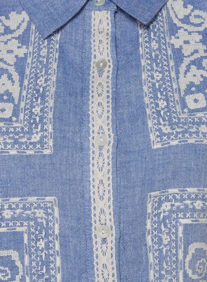 Lee Cooper Lee Cooper Chambray Cotton Shirt with Embroidered Detail