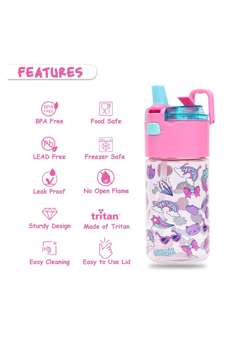 Eazy Kids Eazy Kids Tritan Water Bottle with Snack Box Gen Z - Pink 450ml  - Image 3