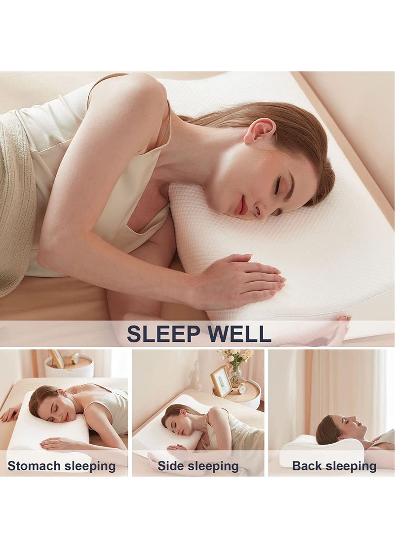Cervical Memory Foam Bed Pillow with 2 Adjustable Height, 61x35.6x11.9cm, Ergonomically Designed Contour Sleeping Pillows with Washable Pillow Cover for Side Sleepers with Shoulder & Cervical Pain - Image 4