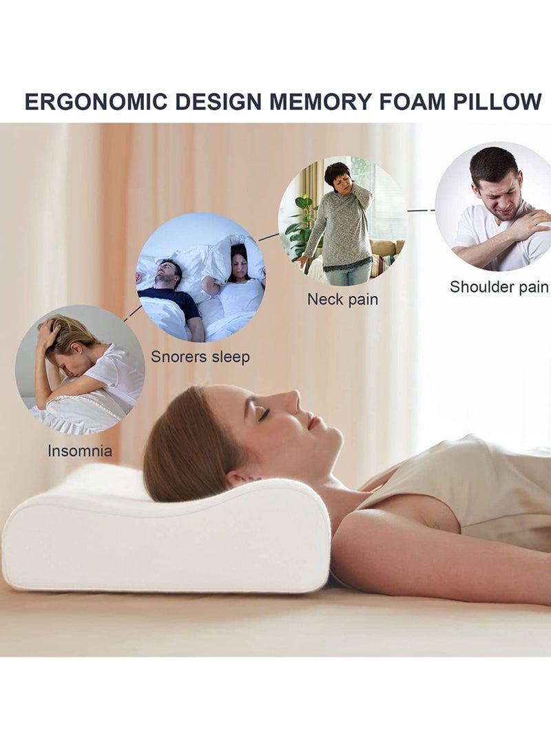 Cervical Memory Foam Bed Pillow with 2 Adjustable Height, 61x35.6x11.9cm, Ergonomically Designed Contour Sleeping Pillows with Washable Pillow Cover for Side Sleepers with Shoulder & Cervical Pain - Image 2