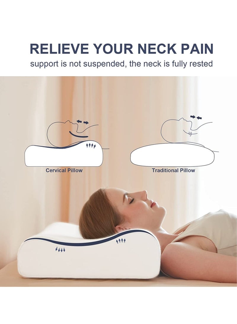 Cervical Memory Foam Bed Pillow with 2 Adjustable Height, 61x35.6x11.9cm, Ergonomically Designed Contour Sleeping Pillows with Washable Pillow Cover for Side Sleepers with Shoulder & Cervical Pain - Image 3