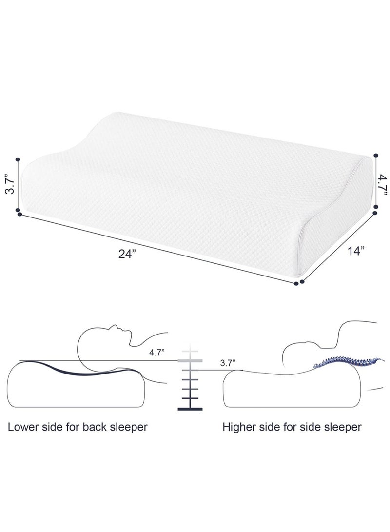 Cervical Memory Foam Bed Pillow with 2 Adjustable Height, 61x35.6x11.9cm, Ergonomically Designed Contour Sleeping Pillows with Washable Pillow Cover for Side Sleepers with Shoulder & Cervical Pain - Image 5
