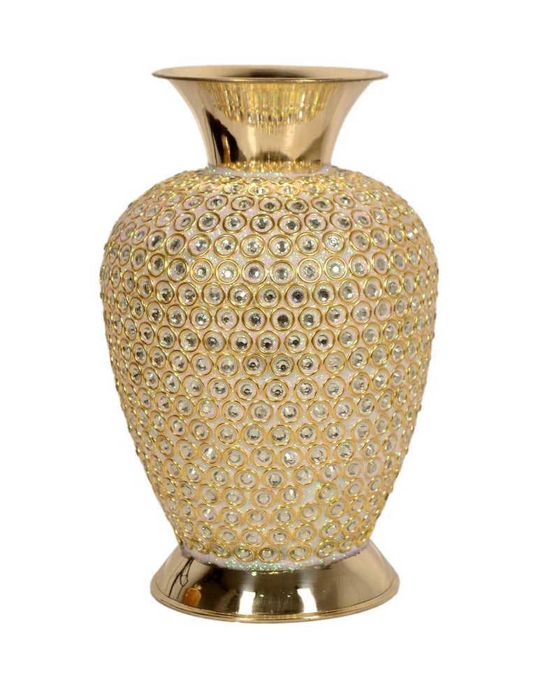 Skywalk Hand Crafted Metal Flower Vase for Home Decoration (Golden, 10 Inch) - Image 1