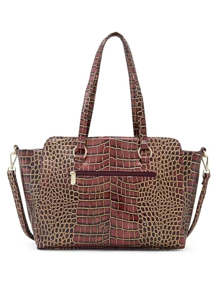 CAPRESE Caprese Miranda Satchel, Burgundy-Large | Stylish Handbag for Women with Animal Print | Secure Top Zip & Multiple Compartments | Perfect for Casual & Daily Use
