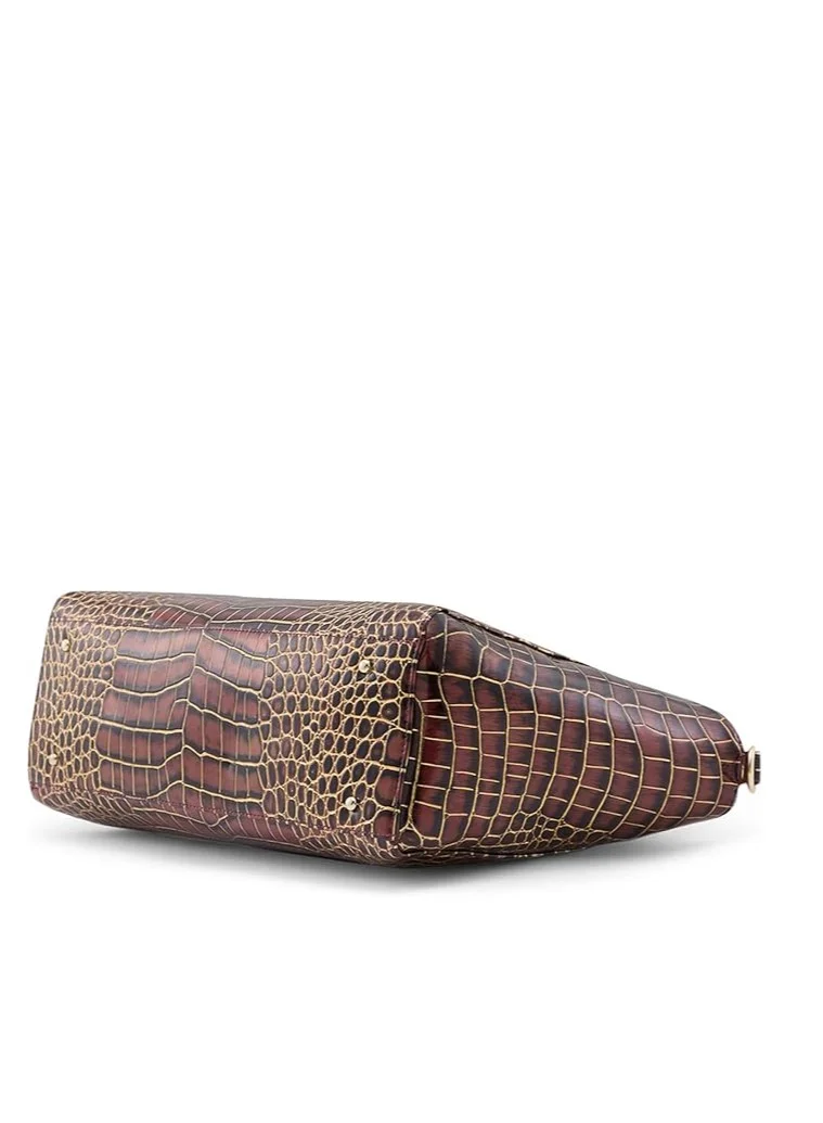 CAPRESE Caprese Miranda Satchel, Burgundy-Large | Stylish Handbag for Women with Animal Print | Secure Top Zip & Multiple Compartments | Perfect for Casual & Daily Use