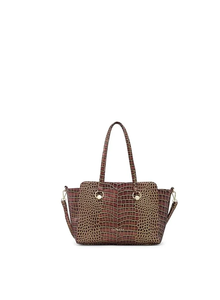CAPRESE Caprese Miranda Satchel, Burgundy-Large | Stylish Handbag for Women with Animal Print | Secure Top Zip & Multiple Compartments | Perfect for Casual & Daily Use