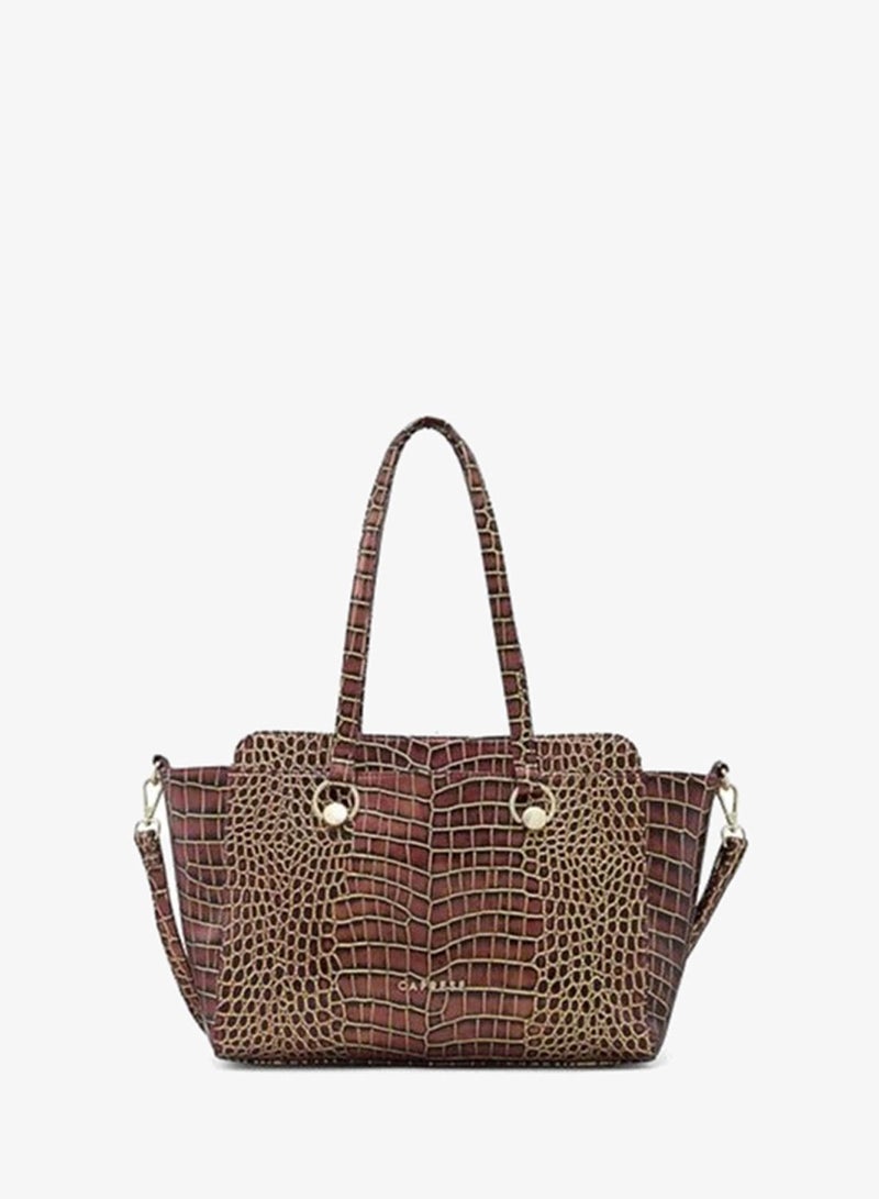 Caprese Miranda Satchel, Burgundy-Large | Stylish Handbag for Women with Animal Print | Secure Top Zip & Multiple Compartments | Perfect for Casual & Daily Use - Image 5