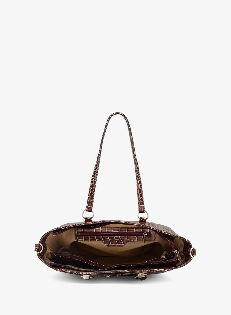 Caprese Miranda Satchel, Burgundy-Large | Stylish Handbag for Women with Animal Print | Secure Top Zip & Multiple Compartments | Perfect for Casual & Daily Use - Image 4