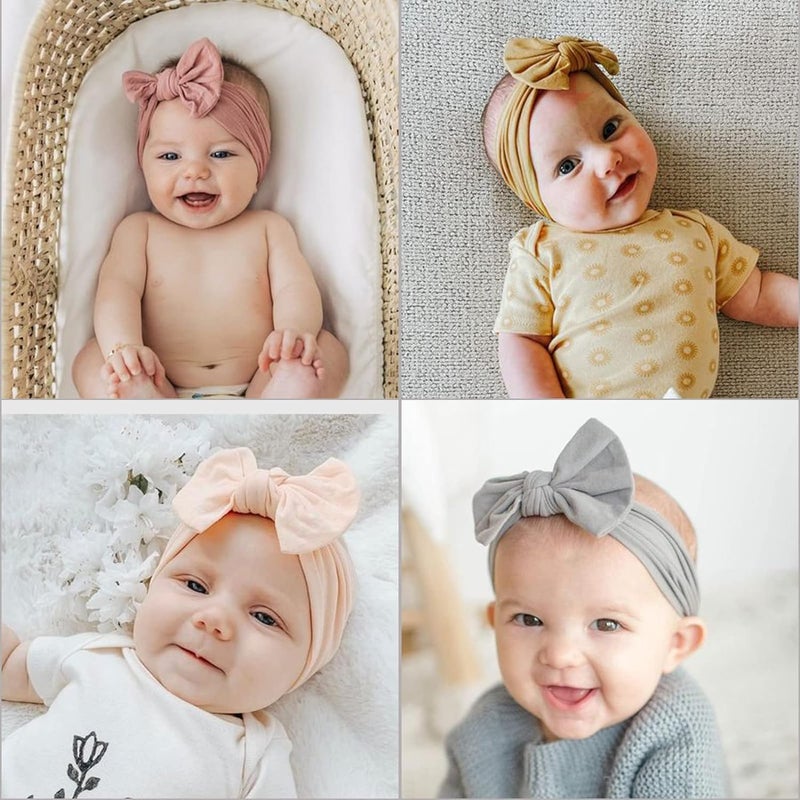 ALinmo 25 Pack Soft Wide Turban Baby Headbands with nylon Hair Bow Headwraps for Baby Girls Infants Newborn Hair Accessories Toddlers Kids and Children - Image 4