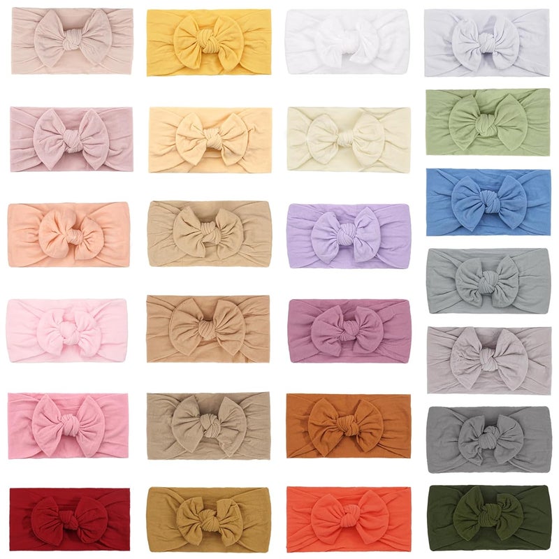 ALinmo 25 Pack Soft Wide Turban Baby Headbands with nylon Hair Bow Headwraps for Baby Girls Infants Newborn Hair Accessories Toddlers Kids and Children - Image 2