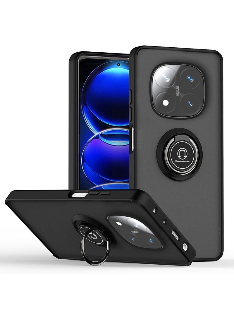 Case For Redmi Note 14 Pro Plus 5G Rotational Metal Ring Grip Kickstand Cover Magnetic Car Mount Holder Case Shockproof TPU Bumper for Redmi Note 14 Pro Plus 5G - Image 1