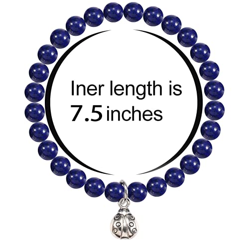 Haoze Retriement Gifts for Women Coworker Friends, Ladybug Good Luck Goodbye Farewell Bracelet for Women Men(Amazonite) - Image 2
