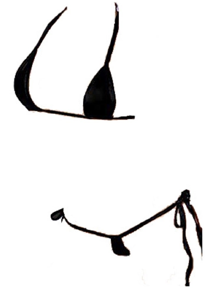 Generic - 2 Piece Shiny Faux Leather Non-Padded Halter Triangle Tie Side  Bikini Set - Image 1