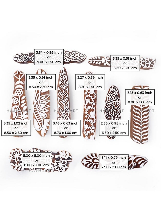 Hashcart Hashcart | Set of 10 | Finger Design Printing Blocks for Henna Mehndi Hand Printing | Stamps for Scrapbooking | Fabric Textile | Project Making  - Image 4