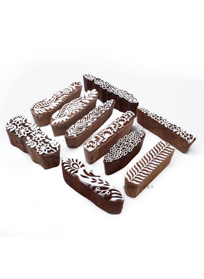 Hashcart Hashcart | Set of 10 | Finger Design Printing Blocks for Henna Mehndi Hand Printing | Stamps for Scrapbooking | Fabric Textile | Project Making  - Image 1