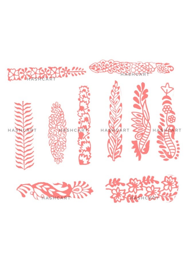 Hashcart Hashcart | Set of 10 | Finger Design Printing Blocks for Henna Mehndi Hand Printing | Stamps for Scrapbooking | Fabric Textile | Project Making  - Image 3