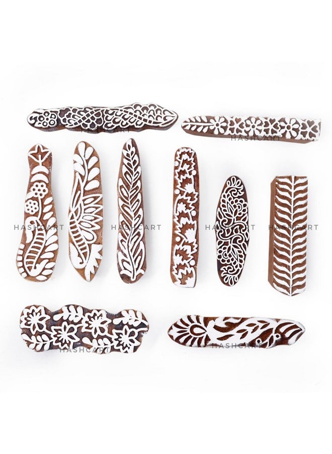 Hashcart Hashcart | Set of 10 | Finger Design Printing Blocks for Henna Mehndi Hand Printing | Stamps for Scrapbooking | Fabric Textile | Project Making  - Image 2