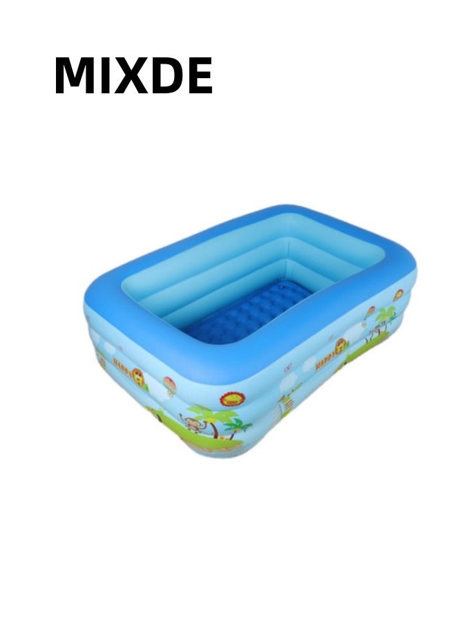 ميكسد حوض سباحة للأطفال مستطيل الشكل غير قابل للانزلاق مع قاعدة مرنة قابلة للنفخ ، ألعاب مائية للأطفال قابلة للنفخ في الهواء الطلق للأطفال ، 130 سم - Image 1