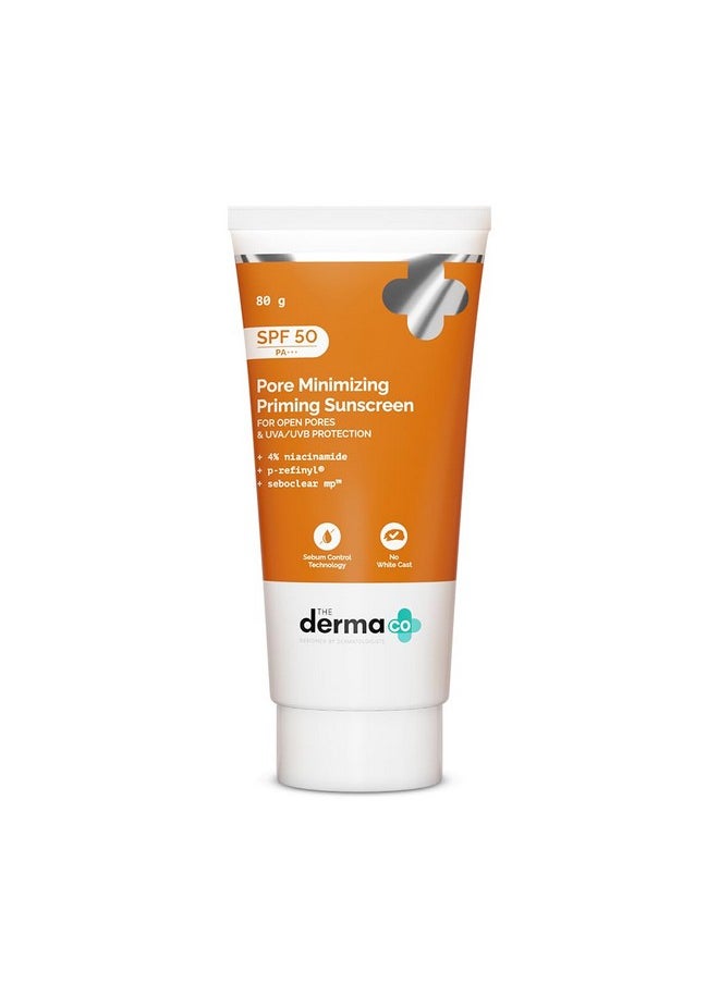 THE derma Co - . Pore Minimizing Priming All Skin Type Sunscreen With Spf 50 & Pa+++ For Open Pores & Uva/Uvb Protection - 80 G - Image 1