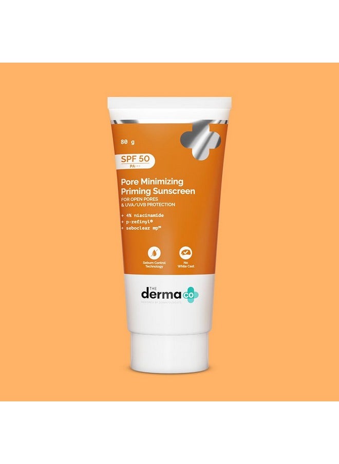 THE derma Co - . Pore Minimizing Priming All Skin Type Sunscreen With Spf 50 & Pa+++ For Open Pores & Uva/Uvb Protection - 80 G - Image 1