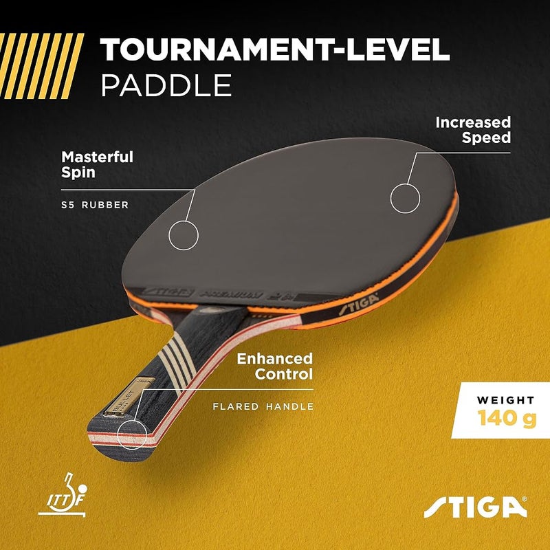 ستيجا مضرب تنس الطاولة STIGA Bullet Ping Pong – شفرة مكونة من 5 طبقات خفيفة جدًا – إسفنج عالي الجودة بسمك 2 مم – مقبض متوسع لقبضة أفضل – مضرب ممتاز للعب التنس الطاولة في المنافسات - Image 2