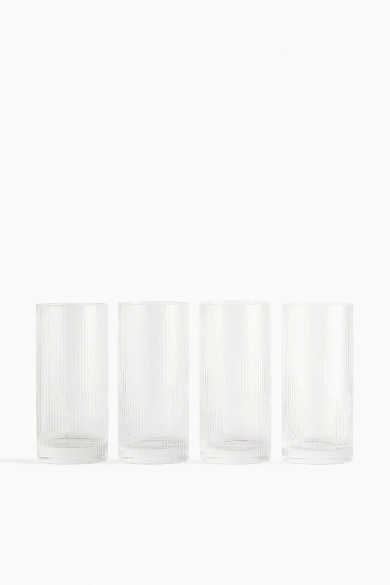 H&M 4-pack fluted highball glasses