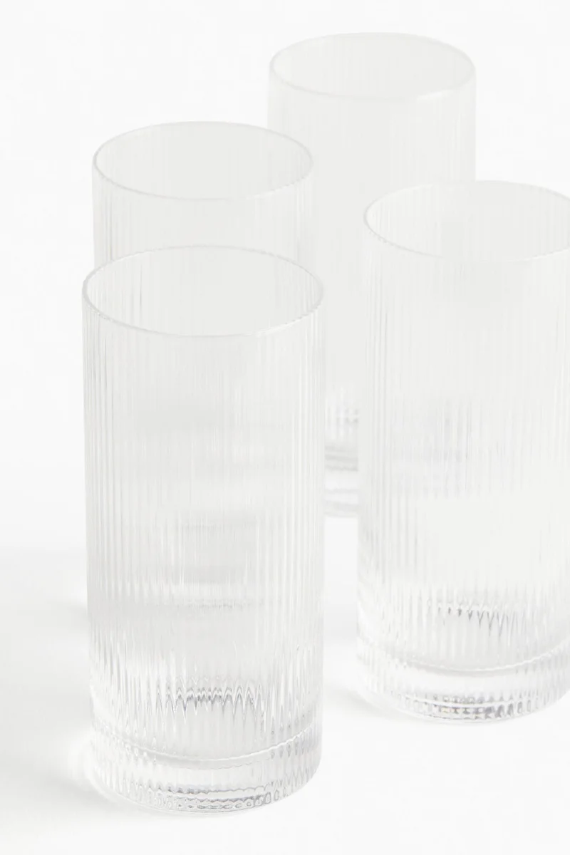 H&M 4-pack fluted highball glasses
