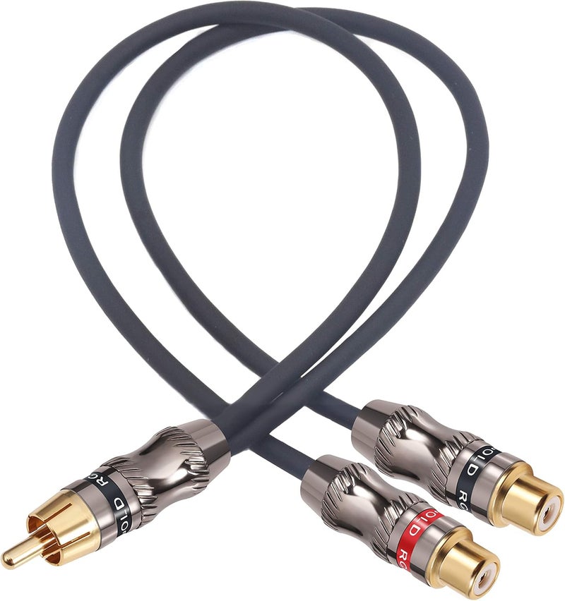 Devinal RCA Splitter, RCA 1 Male to 2 Female Cable Adapter, Stereo Audio RCA Y-Cable Heavy Duty, subwoofer Splitter Gold Plated 10" (25 cm) - Image 4