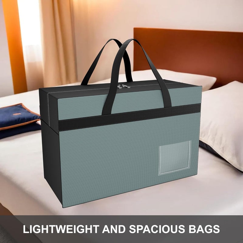 Urbane Home Urbane Home Pack of 2 Storage Bag Foldable Underbed Storage Bag Transparent Name Pocket Clothes Organiser for Wardrobe Waterproof ClothingBedding Bag Black Patti Grey  - Image 4