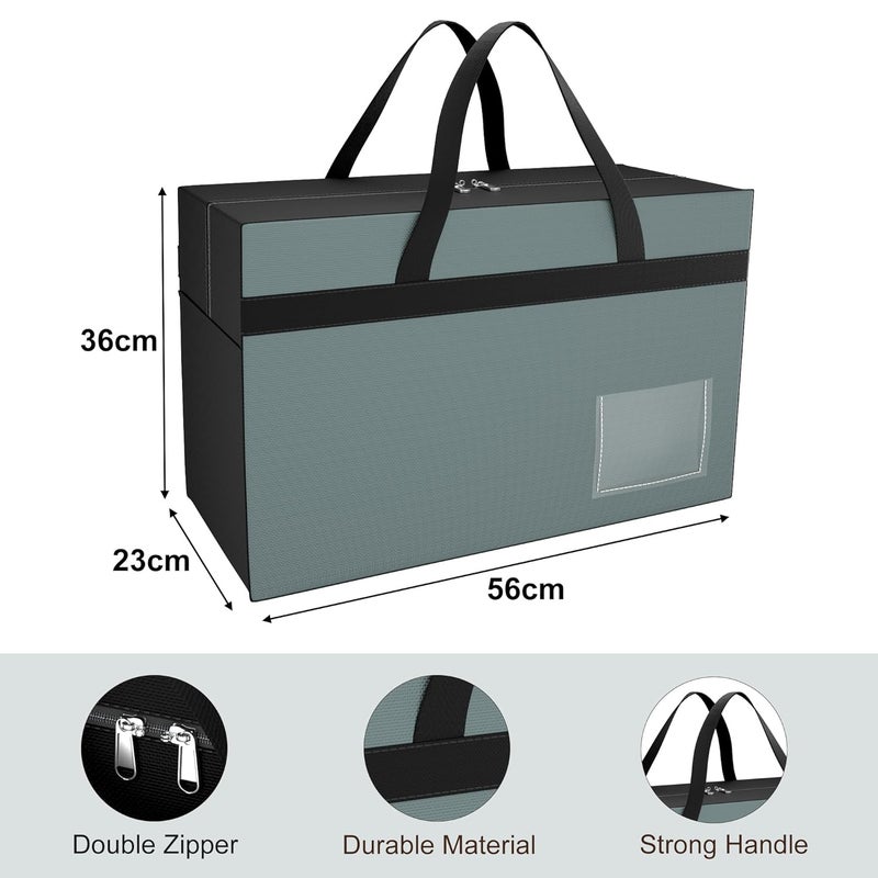 Urbane Home Urbane Home Pack of 2 Storage Bag Foldable Underbed Storage Bag Transparent Name Pocket Clothes Organiser for Wardrobe Waterproof ClothingBedding Bag Black Patti Grey  - Image 3
