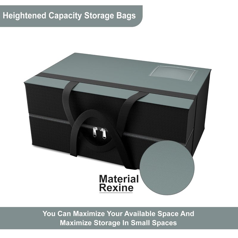 Urbane Home Urbane Home Pack of 2 Storage Bag Foldable Underbed Storage Bag Transparent Name Pocket Clothes Organiser for Wardrobe Waterproof ClothingBedding Bag Black Patti Grey  - Image 5