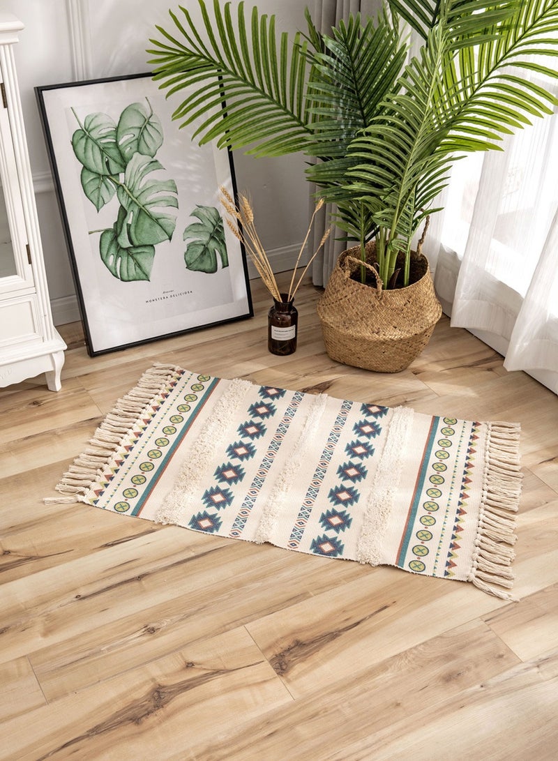 LEOKOR Floor Mat Soft Touch Hand-Woven Cotton And Linen Area Rugs Bohemian Fringed Small Rug Bedroom Modern Decor Mat 60*90cm - Image 3