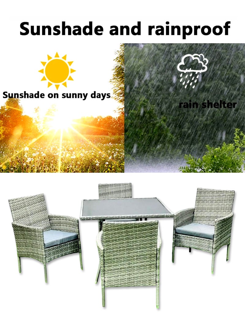 Living - Set Of 5 Pieces, Dining Table with 4 Outdoor Wicker Rattan Chairs 90*90*75 CM - Image 1
