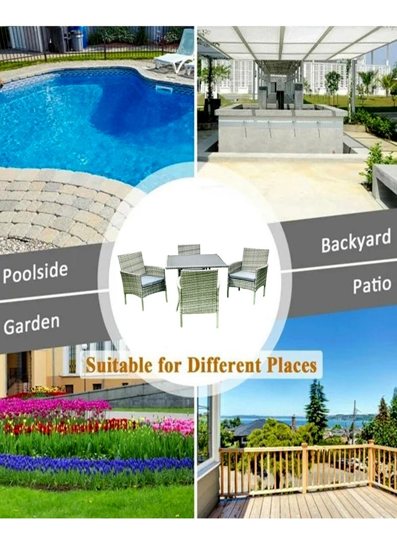 Living - Set Of 5 Pieces, Dining Table with 4 Outdoor Wicker Rattan Chairs 90*90*75 CM - Image 1
