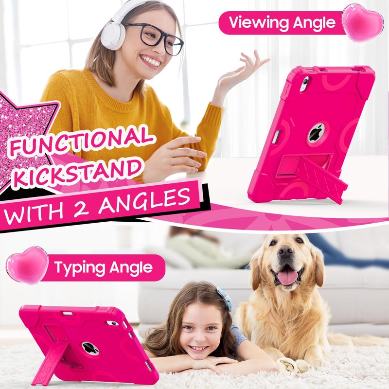 Cantis Case for iPad 11-inch (A16) 2025/ iPad 10th Generation 2022 (10.9 inch), Shockproof Cover 10th Generation with Pencil Holder & Kickstand, Hot Pink - Image 3