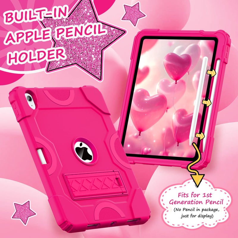 Cantis Case for iPad 11-inch (A16) 2025/ iPad 10th Generation 2022 (10.9 inch), Shockproof Cover 10th Generation with Pencil Holder & Kickstand, Hot Pink - Image 5