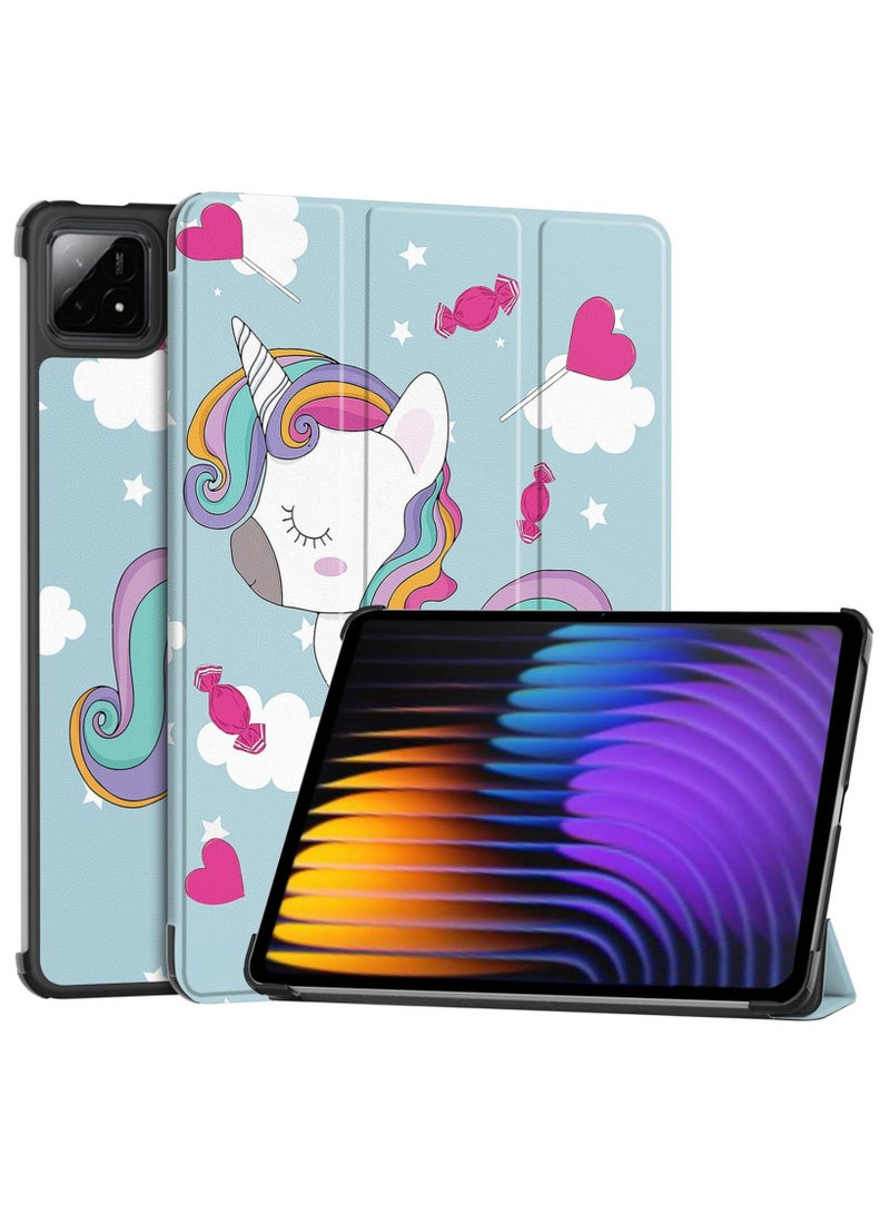 Case for Xiaomi Pad 7/Pad 7 Pro 11.2 Inch Released 2024 Folio Slim Smart Cover Lightweight Hard Shell Protective Case with Multi-Angle Stand (Unicorn) - Image 1