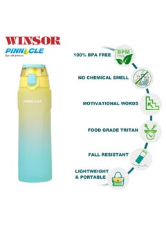 Winsor Winsor Pinnacle Wave Hydration Bottle 1000 Ml  | Leak-Proof Water Bottle with Protein Shaker - Ideal for Gym, School, and Outdoor Sports - Green  - Image 2